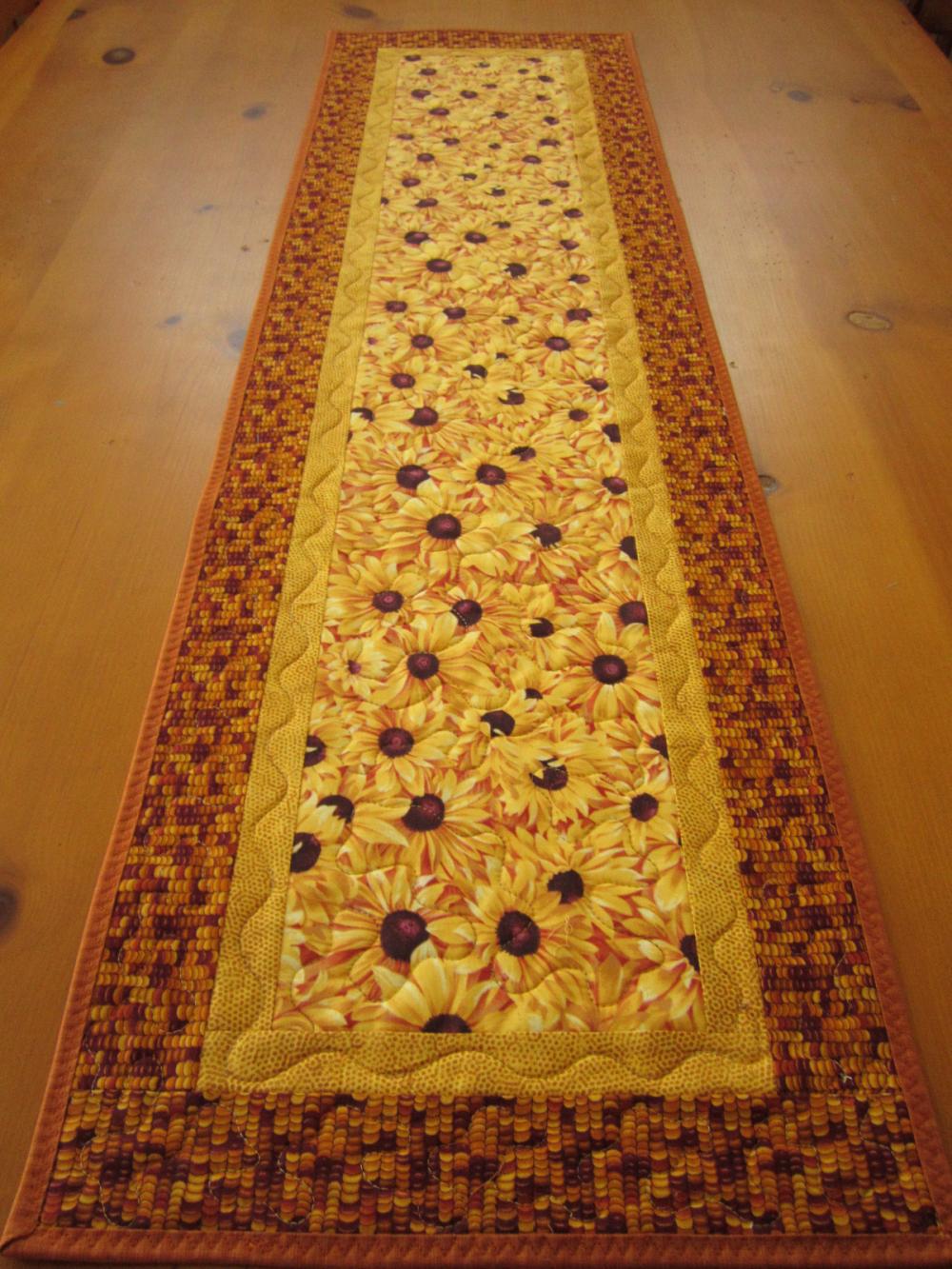 Quilted Table Runner Golden Flowers on Luulla