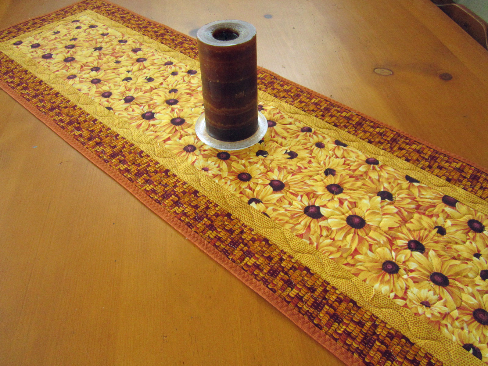 Quilted Table Runner Golden Flowers on Luulla